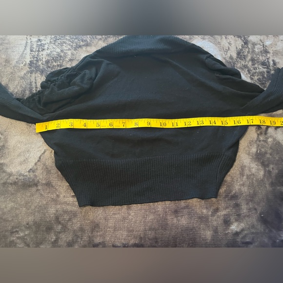 Dots Black Puffy Long Sleeve Cardigan Sweater 100% Cotton Size S (girl) - Picture 6 of 6